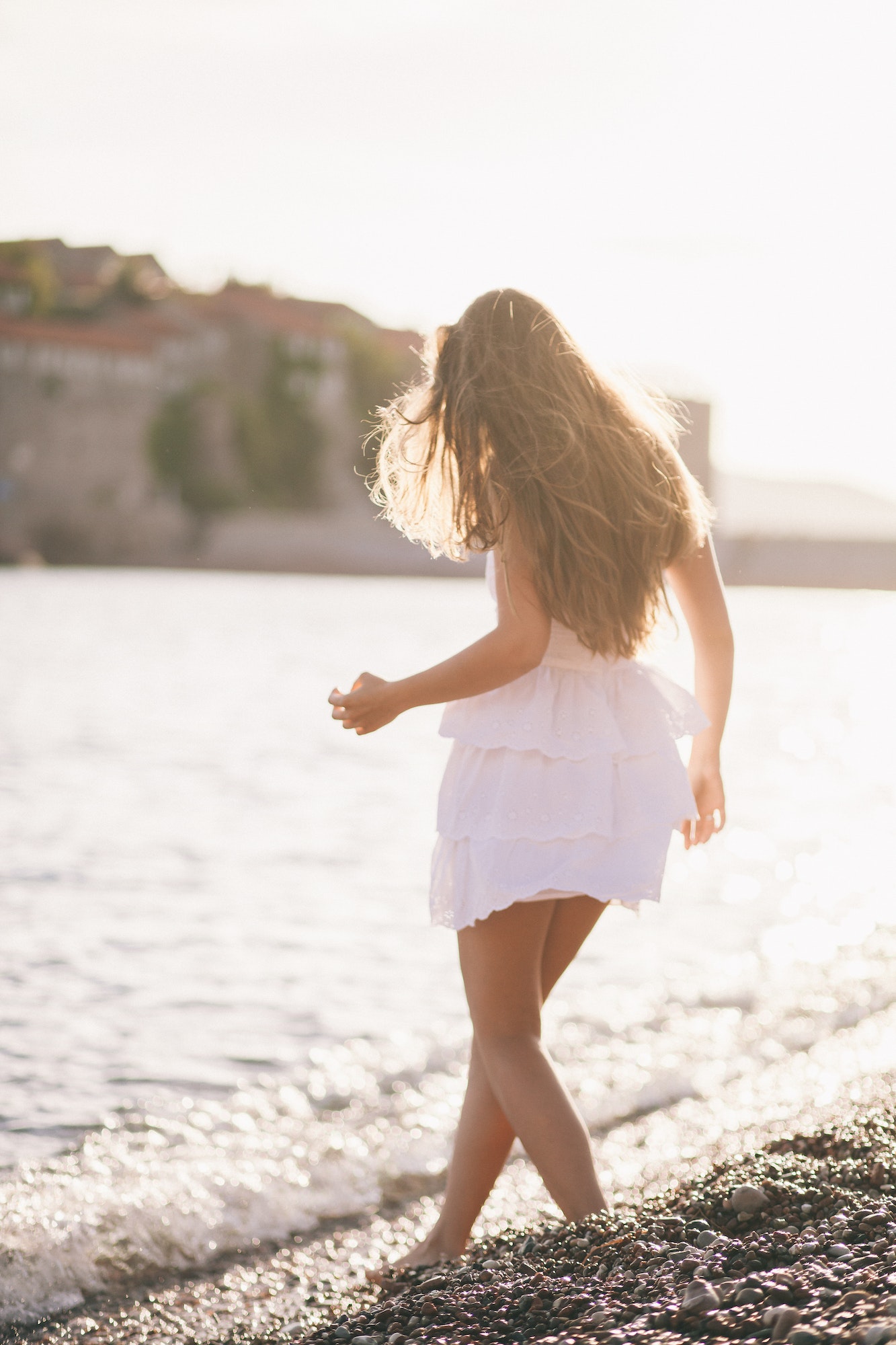 sexy woman walk on beach